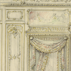 Drawing, Design for Wall Elevation with Fireplace, 19th–20th century
