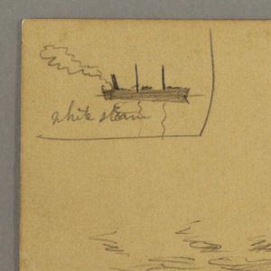 Drawing, Steamboat, sky study, June 30, 1866