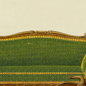 Drawing, Sofa and Chair in green fabric, 1850–1900
