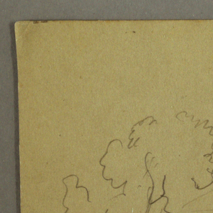 Drawing, Trees, classical columns, possibly 1865–66