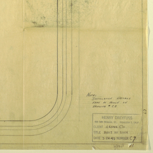 Drawing, Plan for rectangular sink, for Crane Co., May 24, 1949