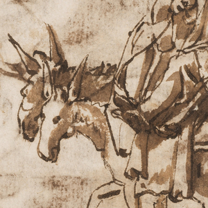 Drawing, Page of a sketchbook; Flight into Egypt; Crucifixion, ca. 1590