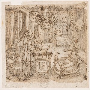 Drawing, Sketchbook Page with Lapis Polaris (The Geographer), ca. 1590
