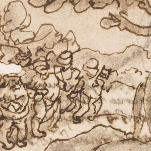 Drawing, Sketchbook Page with Elephants Attacked by Serpents, 1587