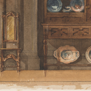 Drawing, Side elevation of a dining room, ca. 1909