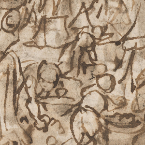 Drawing, Page of a sketchbook; Exodus - gathering of manna; Sacrifice, ca. 1590