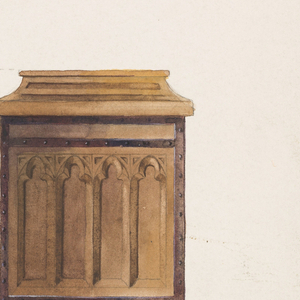 Drawing, Design for a carved wood chest, ca. 1909