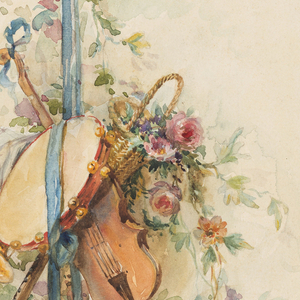 Drawing, Trophy composed of musical instruments, ca. 1907–09