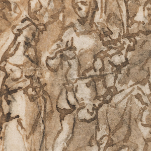 Drawing, Page of a sketchbook; Judgment of Solomon, ca. 1590
