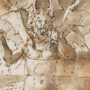 Drawing, Page of a drawing book; St. Christopher; Mary and the Child; Lucifer Appearing to Dante and Virgil, ca. 1590