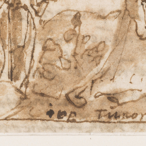 Drawing, Page of a sketchbook; Sacrificial offering, ca. 1590
