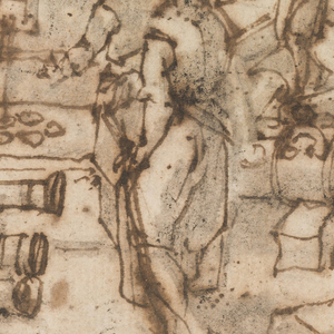 Drawing, Sketchbook Page with Pulvis Pyrius (The Foundry), ca. 1590