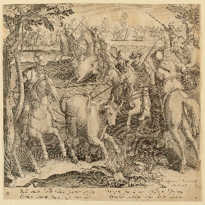 Print, Trapping wild bulls, ca. 1595