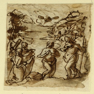 Drawing, Baptism of Christ and Pieta, ca. 1590