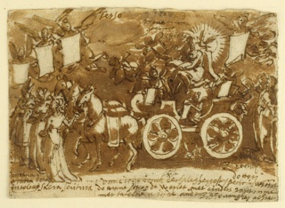 Drawing, Allegory of the Triumph of the Church, Third Scene