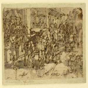 Drawing, Sketchbook Page with Stirrup making [Staphae, sive Stapedes], ca. 1590