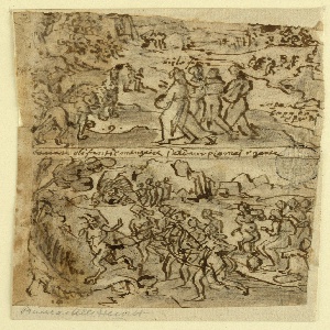 Drawing, Page of a sketchbook; Apollonius in Ethiopia, ca. 1590
