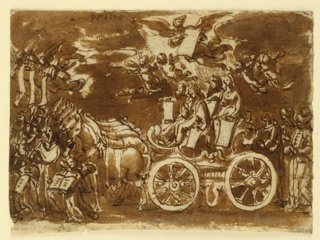 Drawing, Allegory of the Triumph of the Church, First Scene