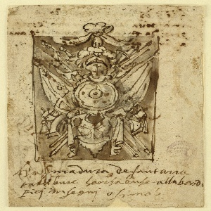 Drawing, Page of a Sketchbook: Military Trophy, 1599