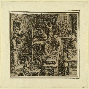 Print, Engraving on metal; Engravers on a ship, ca. 1590