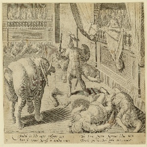 Print, Combat with an elephant, ca. 1595