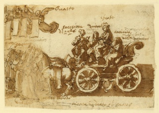 Drawing, Allegory of the Triumph of the Church, Fourth Scene