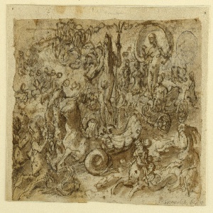 Drawing, Page of a sketchbook; Neptune, ca. 1590