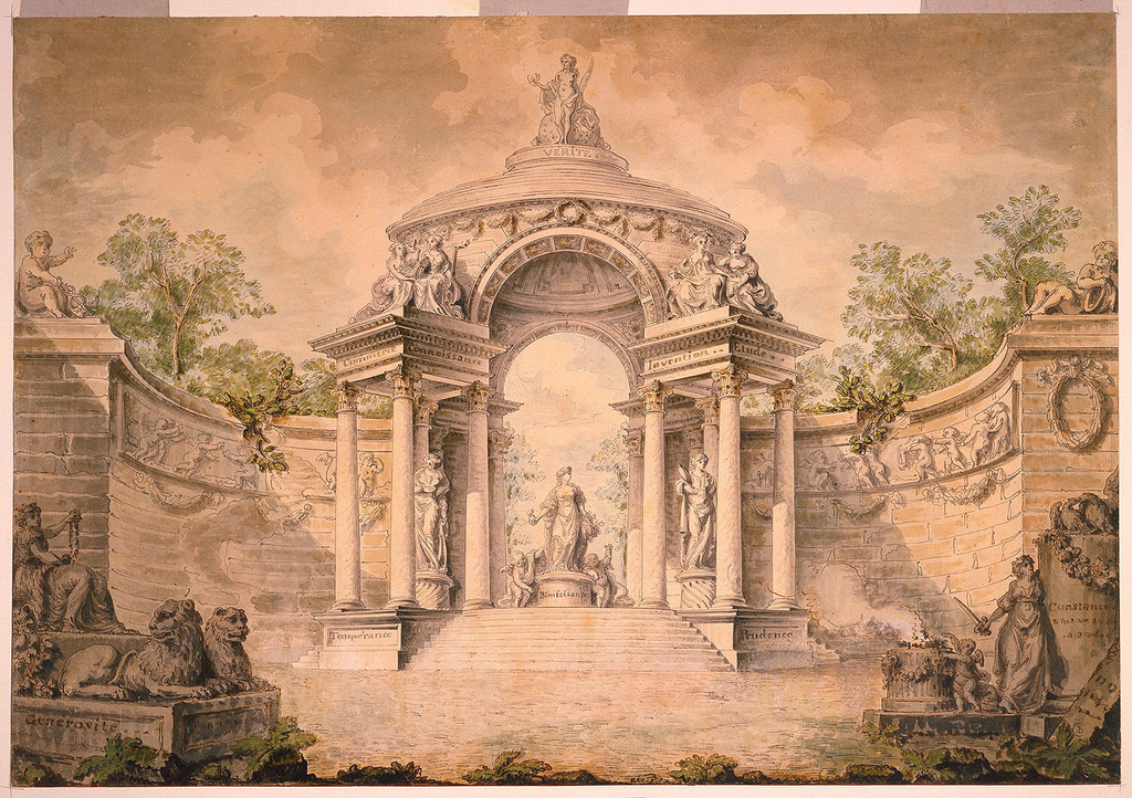 Drawing, Exedra in a Park Dedicated to the Virtues and Human Activities