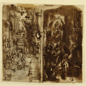 Drawing, Page of a Sketchbook; Annunciation and Birth of the Virgin, ca. 1580–90