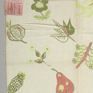 Textile Sample, Fruits and Flowers, 1946