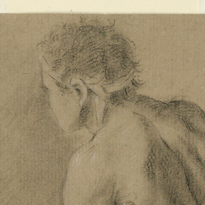 Drawing, Study: A half-naked man with a crutch, 1750–1800