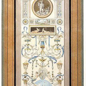 Drawing, Panel with Grotesque Design and Scenes of the Labors of Hercules, ca. 1800