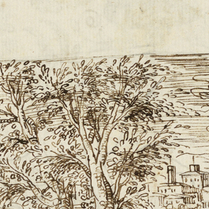 Drawing, Landscape; verso: Grotesque Design, early 17th century