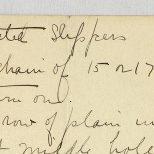 Handwritten Note, Manuscript Page with Instructions for Crocheting Slippers, 1900–05