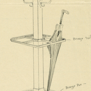 Drawing, Design for Mahogany Hat Tree with Bronze Rail, 1900–05