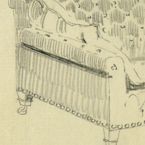 Drawing, Design for Stuffed Sofa/Hall Seat
