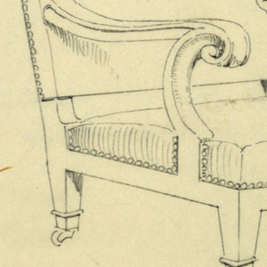 Drawing, Design for Stuffed Chair, Rocker, and Arm Chair (easy chair)