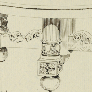Drawing, Design for a Round Four-Legged Dining Table with Bun-Feet, 1900–05