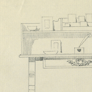 Drawing, Design for Rectangular Writing Table on Scrolled Supports, in Two Views, 1900–05
