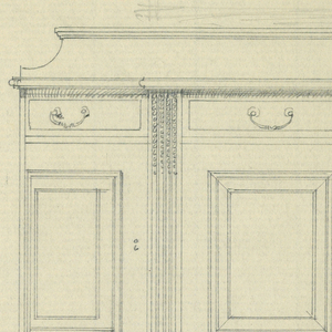 Drawing, Design for Four-Door Sideboard in Elevation and Plan, 1900–05