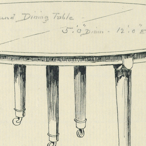 Drawing, Design for Six-Legged Round Dining Table, 1900–05