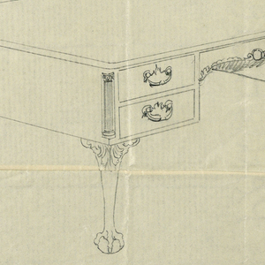 Drawing, Design for Rectangular Writing Table #45962 with Lion-Paw Feet, 1900–05