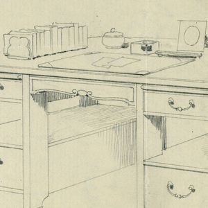 Drawing, Design for Library Table with Slide-Out Shelves Indicated, 1900–05
