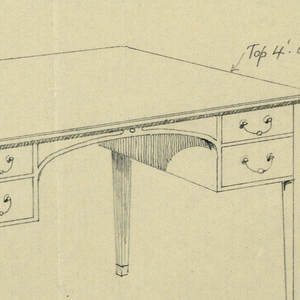 Drawing, Design for Writing Table with Arched Cut-Out at Center Front, 1900–05