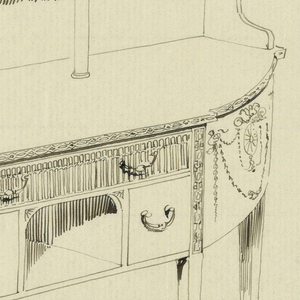 Drawing, Design for Sideboard with Upper Shelf and Decorative Carved Stripes, January 6, 1902