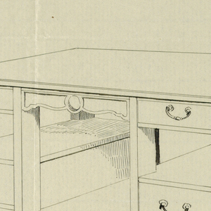 Drawing, Design for Massive Library Table #1 with Plain Circular Decoration Top Center, 1900–05