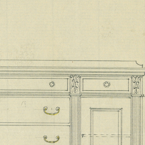 Drawing, Elevation and Plan for Sideboard with Reeded Pilasters, 1900–05
