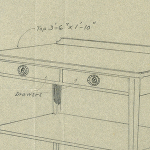 Drawing, Design for Serving Table with Two Drawers and Backsplash, 1900–05