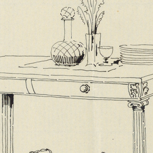 Drawing, Design for Serving Table with Columnar Front Legs and Two Drawers, 1900–05