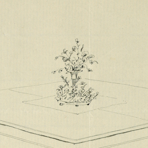 Drawing, Design for a Six-Legged Rectangular Table with a Fower Vase, 1900–05